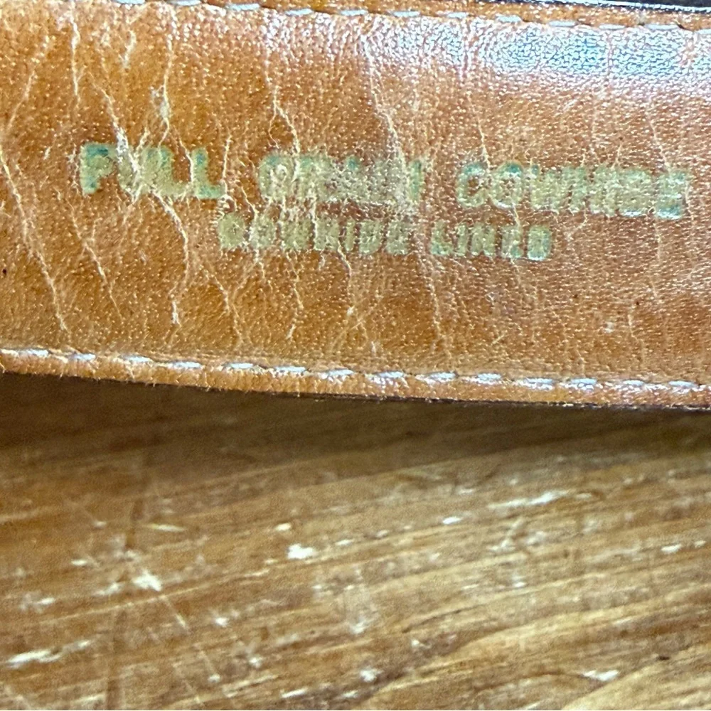 Colours By Alexander Julian Full Grain Cowhide Brown Leather Belt 34 Gold Buckle
